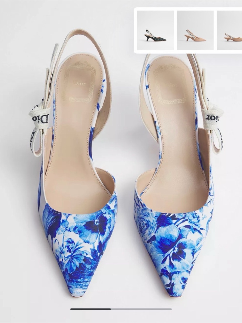Dior J’Adior Slingback Pumps Blue Toile de Jouy Floral - Picture 2 of 3